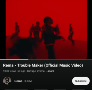 Rema is sweating struggling to hit a Million Views In his song while Yo Maps is sitting on 1.7 Million Views In 6days 