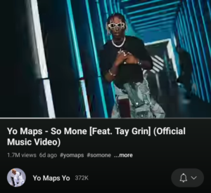 Rema is sweating struggling to hit a Million Views In his song while Yo Maps is sitting on 1.7 Million Views In 6days 